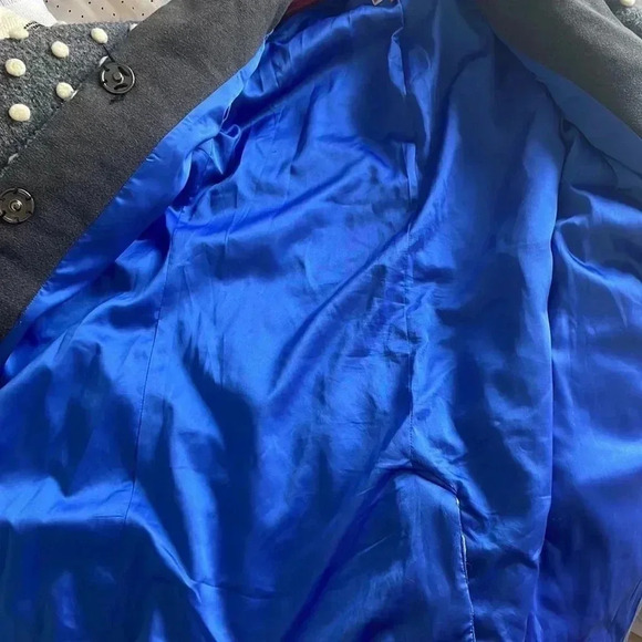 Modcloth Salient Style Wool Coat Polkadot Gray Sz XS - Picture 15 of 15